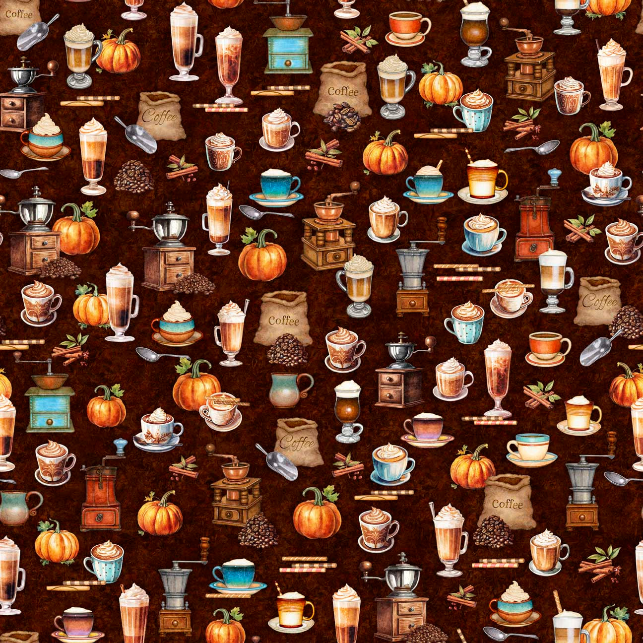 Precut Fabric Fat Quarters Autumn Spice by Morris Creative Group for QT Fabrics - 16 Fat Quarters