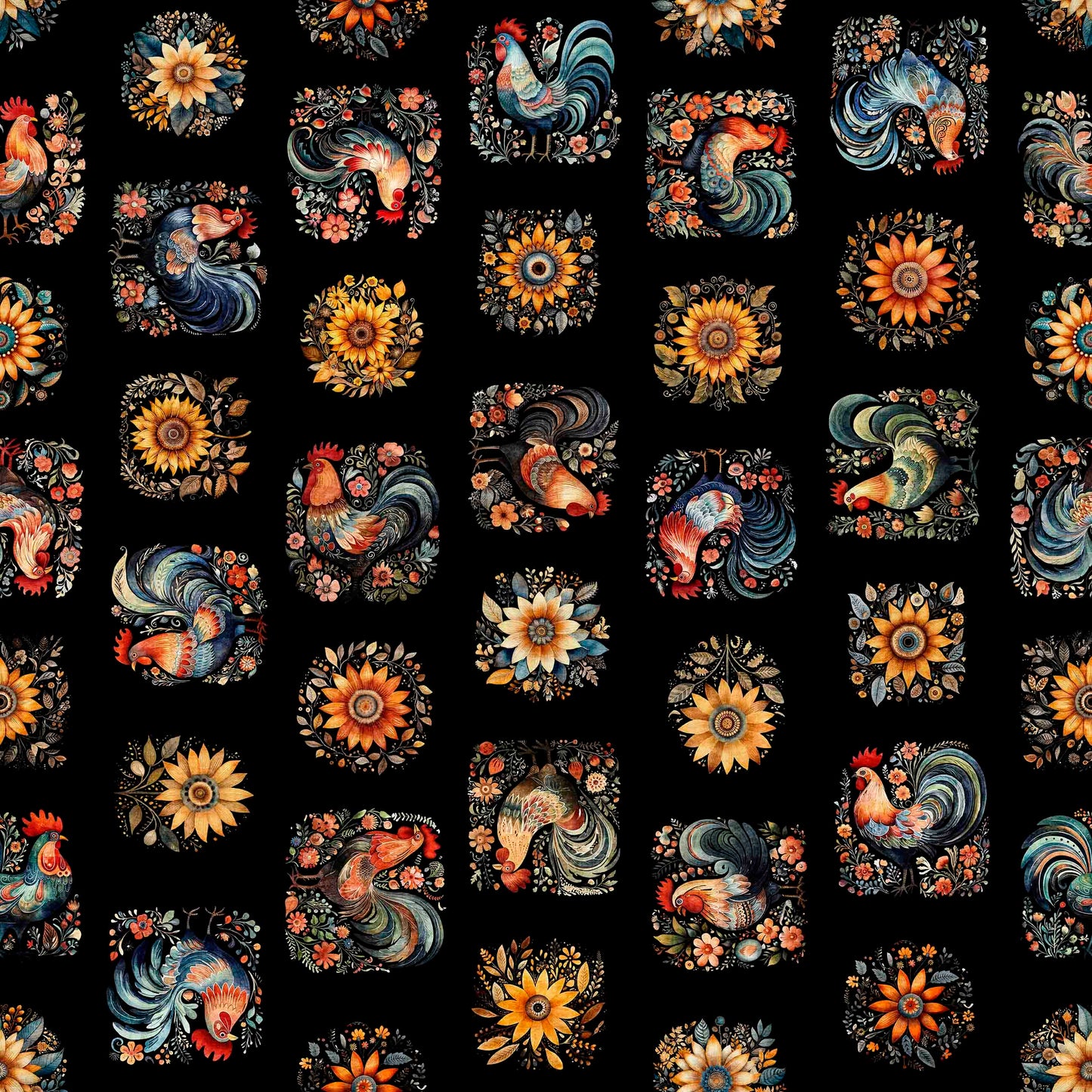 Precut Fabric Fat Quarters Poultry in Motion by Morris Creative Group for QT Fabrics - 16 Fat Quarters