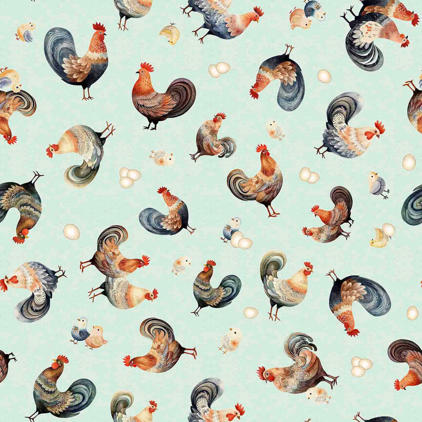 Precut Fabric Fat Quarters Poultry in Motion by Morris Creative Group for QT Fabrics - 16 Fat Quarters