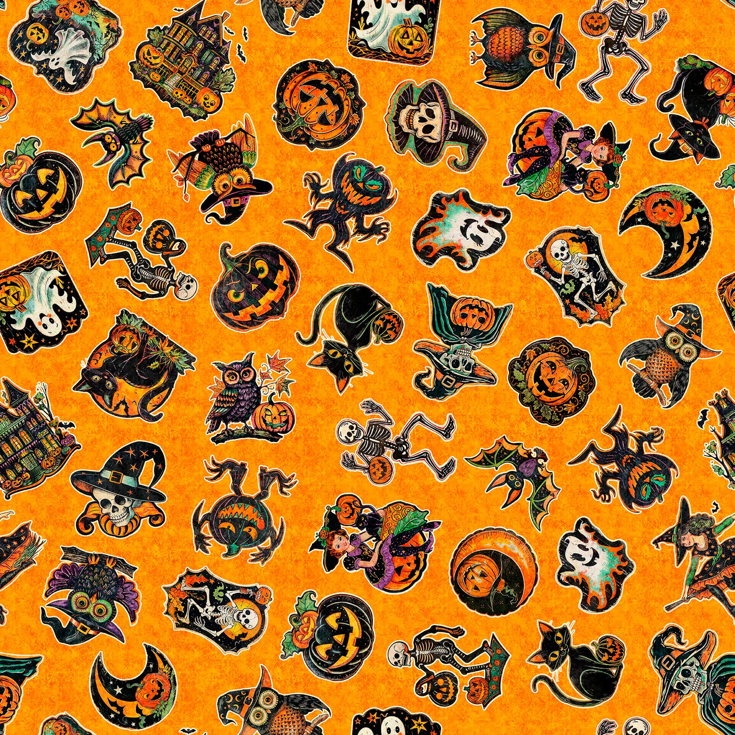 Precut Fabric Fat Quarters Happy Haunting by Morris Creative Group for QT Fabrics - 13 Fat Quarters