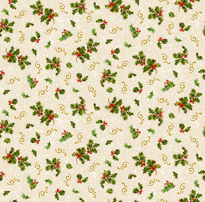 Precut Fabric Fat Quarters Poinsettia Greeting by Tina Higgins for QT Fabrics - 13 Fat Quarters