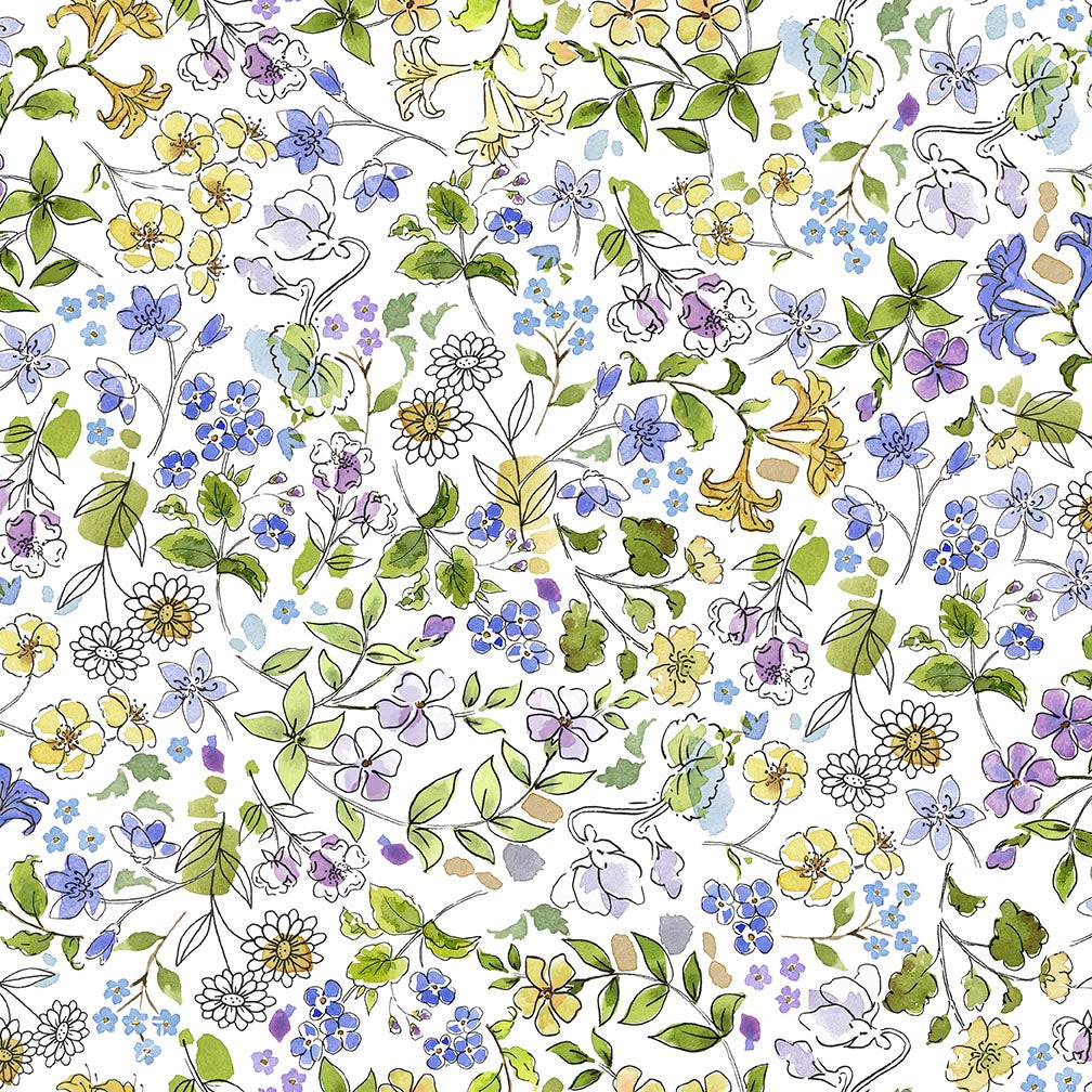 Precut Fabric Fat Quarter Bundle Drawn to Birds by Jane Maday for QT Fabrics - 13 Fat Quarters