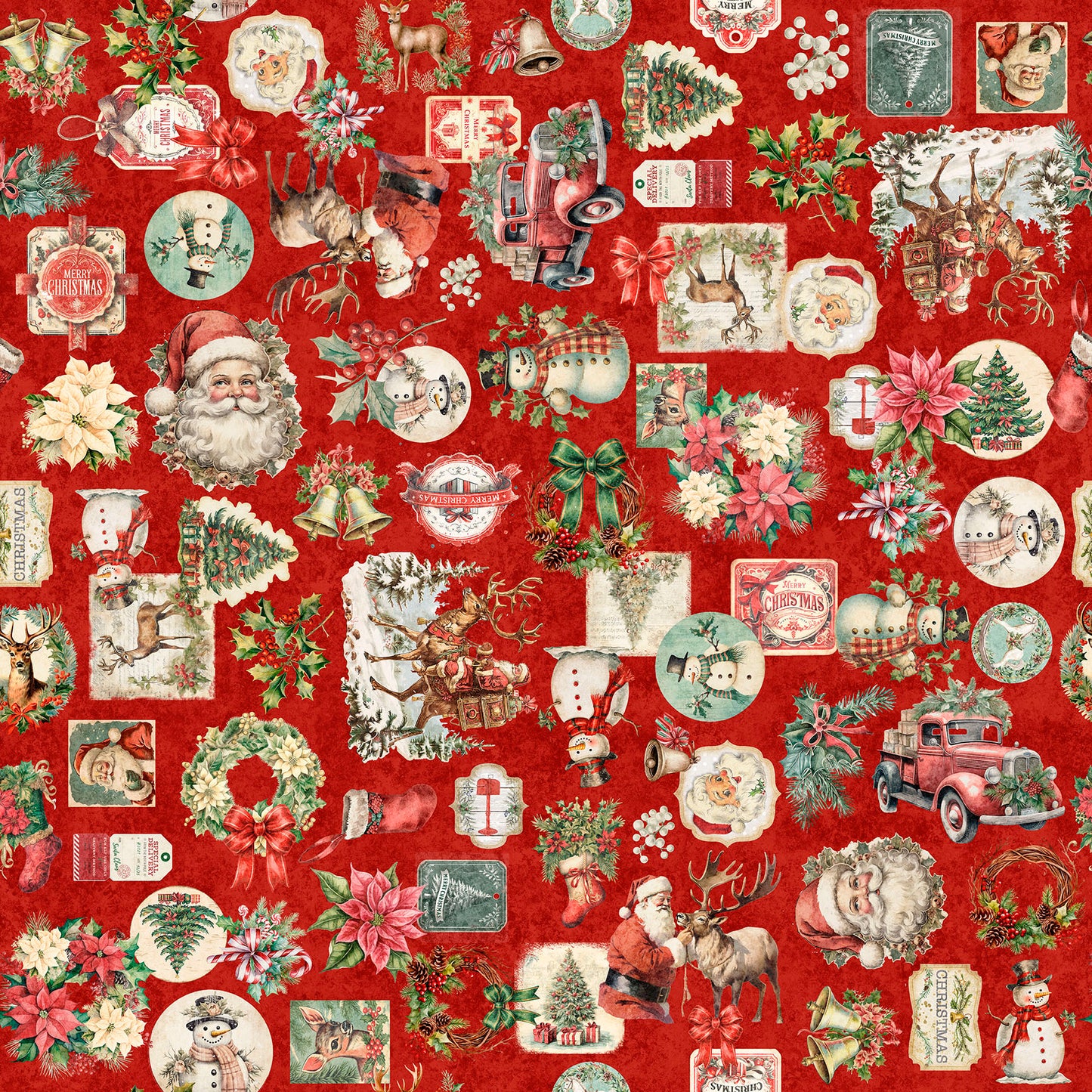 Precut Fabric Fat Quarters Holly Jolly by Morris Creative Group for QT Fabrics - 15 Fat Quarters