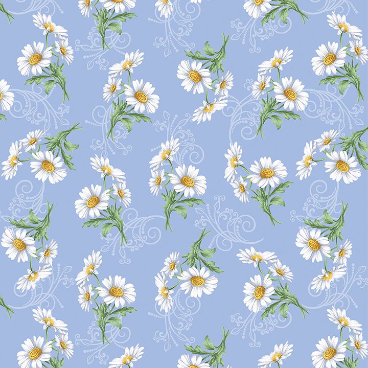 20 Fabric Fat Quarter Bundle - All About Daisies Collection by Jackie Robinson for Benartex