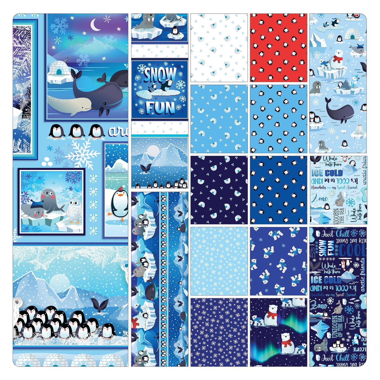 Fabric Layer Cake Arctic Friends by Benartex Kanvas Studio - 10" Squares