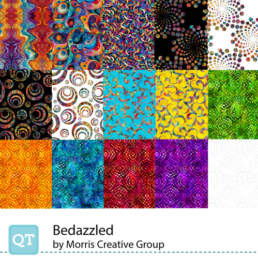 Precut Fabric Fat Quarters Bedazzled by Morris Creative Group for QT Fabrics - 15 Fat Quarters