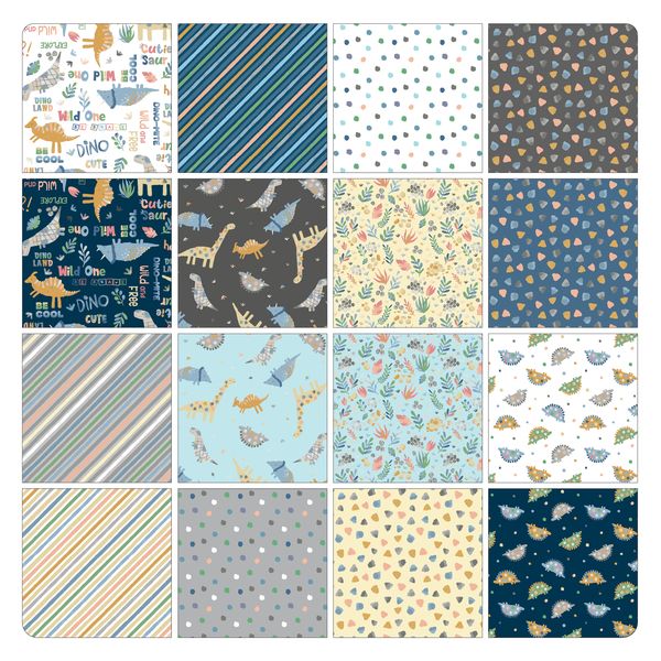 Precut Fabric Layer Cake - Baby Dino Collection - Benartex Comfort Flannel 10" Squares