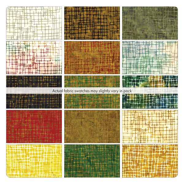 15 Fabric Fat Quarter Bundle - Bali Urban Weave Triple Dyed Bali Batiks by Benartex