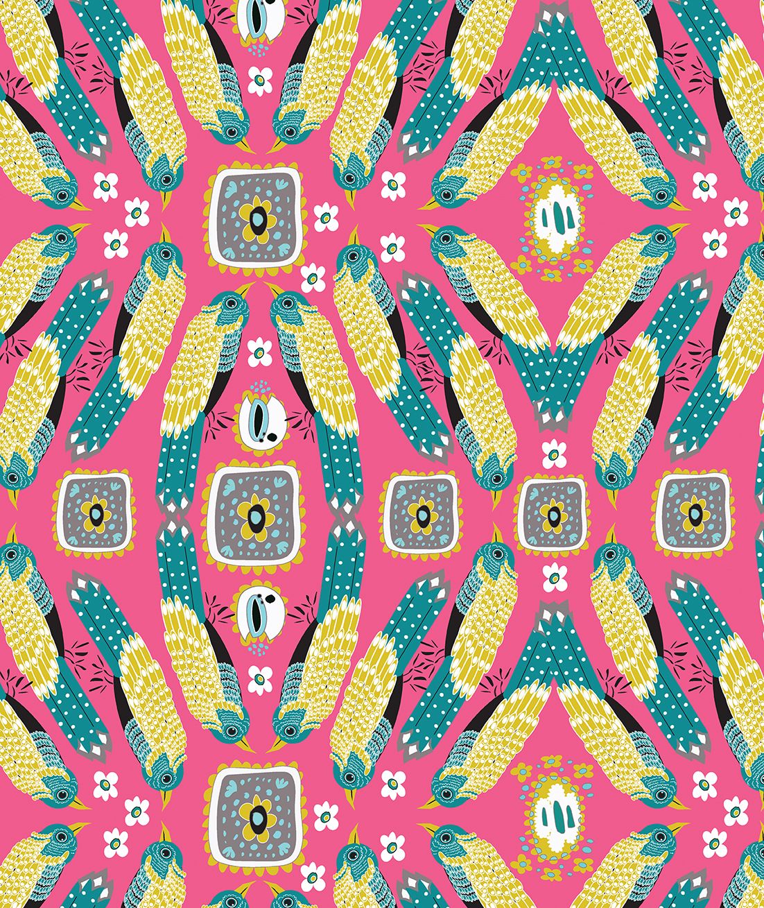 14 Fabric Fat Quarter Bundle - Bird Watch Collection by Olivia Klue and Tina Givens for Benartex