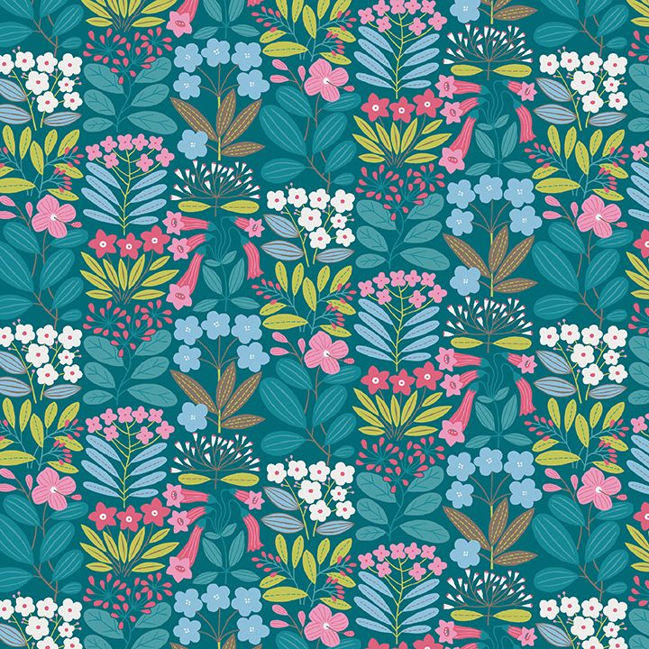 7 Teal Fabric Fat Quarter Bundle - From Blooming Color 2 by Wolff Paper for Benartex