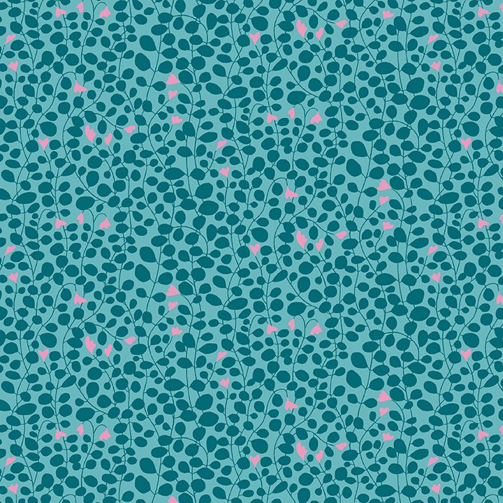 7 Teal Fabric Fat Quarter Bundle - From Blooming Color 2 by Wolff Paper for Benartex