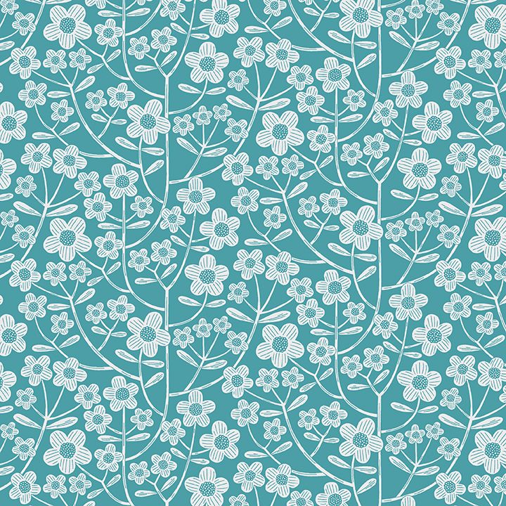 7 Teal Fabric Fat Quarter Bundle - From Blooming Color 2 by Wolff Paper for Benartex