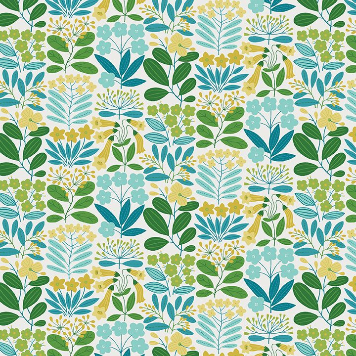 7 Teal Fabric Fat Quarter Bundle - From Blooming Color 2 by Wolff Paper for Benartex