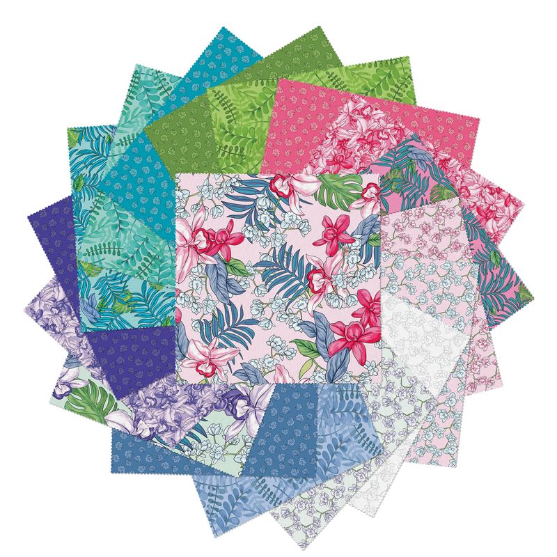 Precut Fabric Layer Cake Botanical Radiants by Quilt in a Day for Benartex Traditions - 10" Fabric Squares