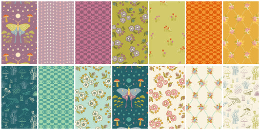 Precut Fabric Fat Quarter Pack Celestial Garden Collection by Alexandra Bordallo for Andover Fabrics - 26 Fat Quarters