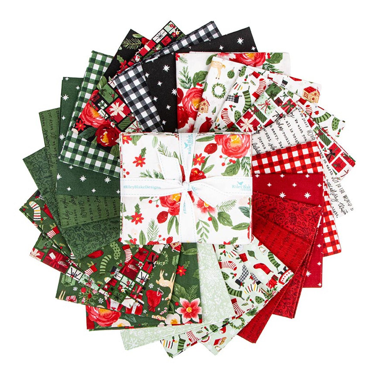 Precut Fabric Fat Quarter Pack Charming Christmas by Kelsey Carlson for Riley Blake Designs - 24 Fat Quarters