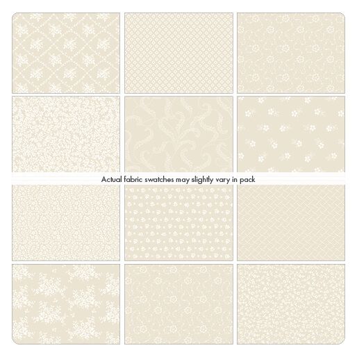 Precut Fabric Charm Pack - Classic Keepsakes Ecru Benartex Traditions by Kanvas - 5" Fabric Squares