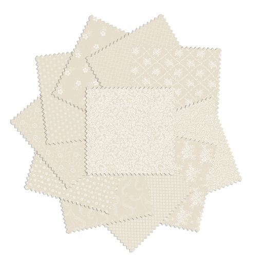 Precut Fabric Charm Pack - Classic Keepsakes Ecru Benartex Traditions by Kanvas - 5" Fabric Squares