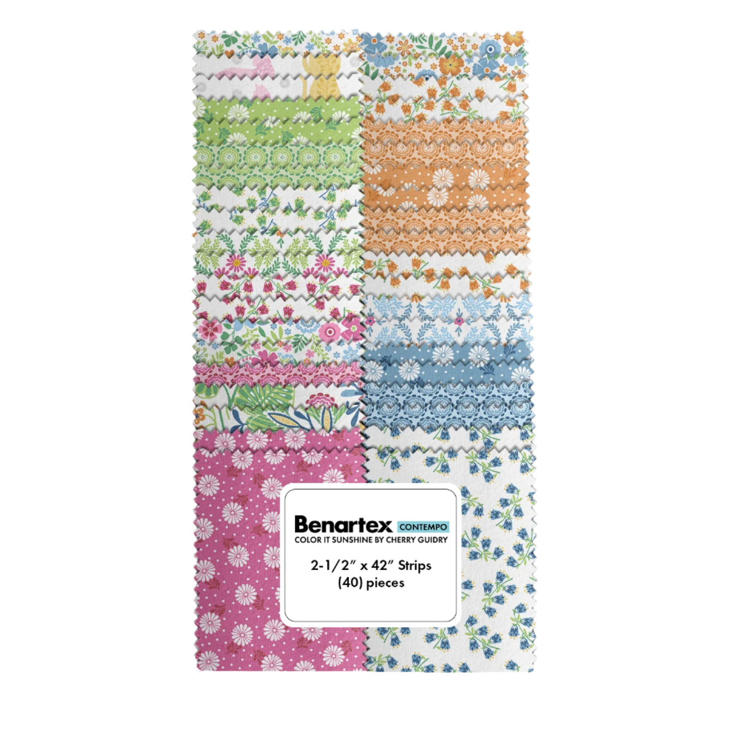 Precut Fabric Jelly Roll Color It Sunshine Collection by Cherry Guidry for Benartex Contempo - 2 1/2" Strips