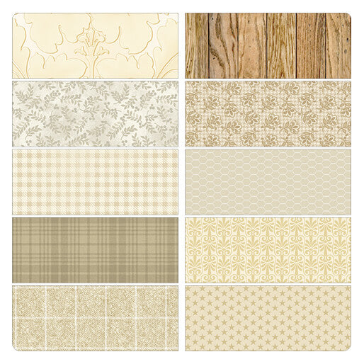 10 Fabric Fat Quarter Bundle - Color Elements Neutral by Benartex