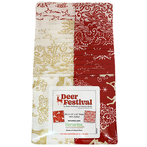 Fabric Design Roll - Deer Festival by Jackie Robinson of Animas Quilts for Benartex Strip-pies 2 1/2" Wide Strips - Quilt Fabric