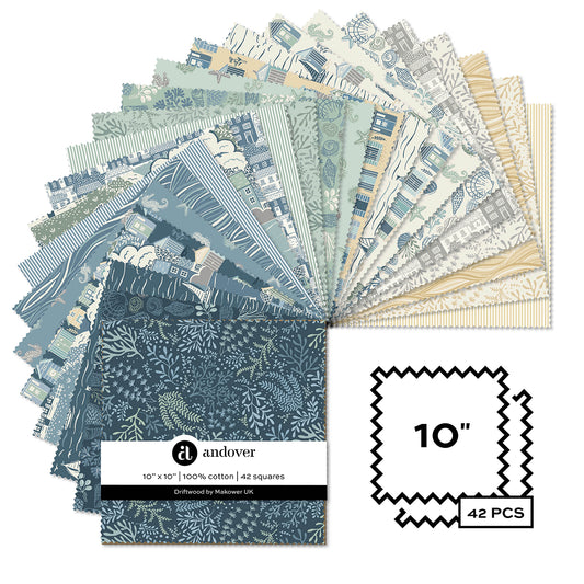 Layer Cake Quilting Fabrics Driftwood | Andover - 10" Squares | 42 Pieces