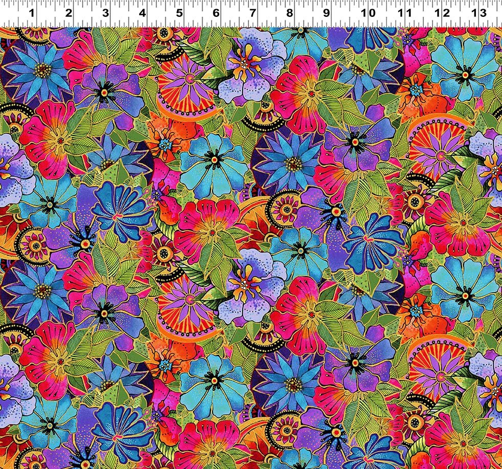 Precut Fabric Fat Quarters - Earth Song by Laurel Burch for Clothworks - 20 Different Fabrics