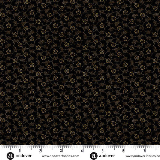 Brown and Tan Floral Quilting Fabric – Andover Espresso Collection | 100% Cotton Fabric