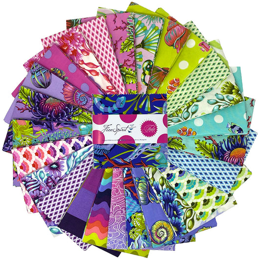 Mini Charm Pack Quilt Fabric | Tula Pink Coral Reef | 2 1/2" Squares | 42 Pieces