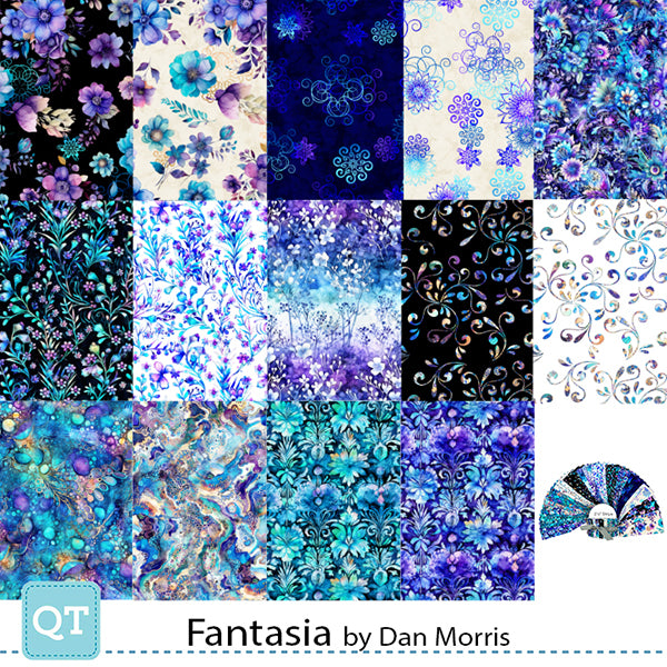 Precut Fabric Jelly Roll Fantasia Collection by Dan Morris for QT Fabrics - 2 1/2" Strips