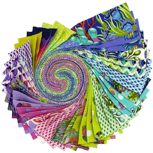 Jelly Roll Quilt Fabric | Tula Pink Coral Reef | 2 1/2" Strips | 40 Pieces