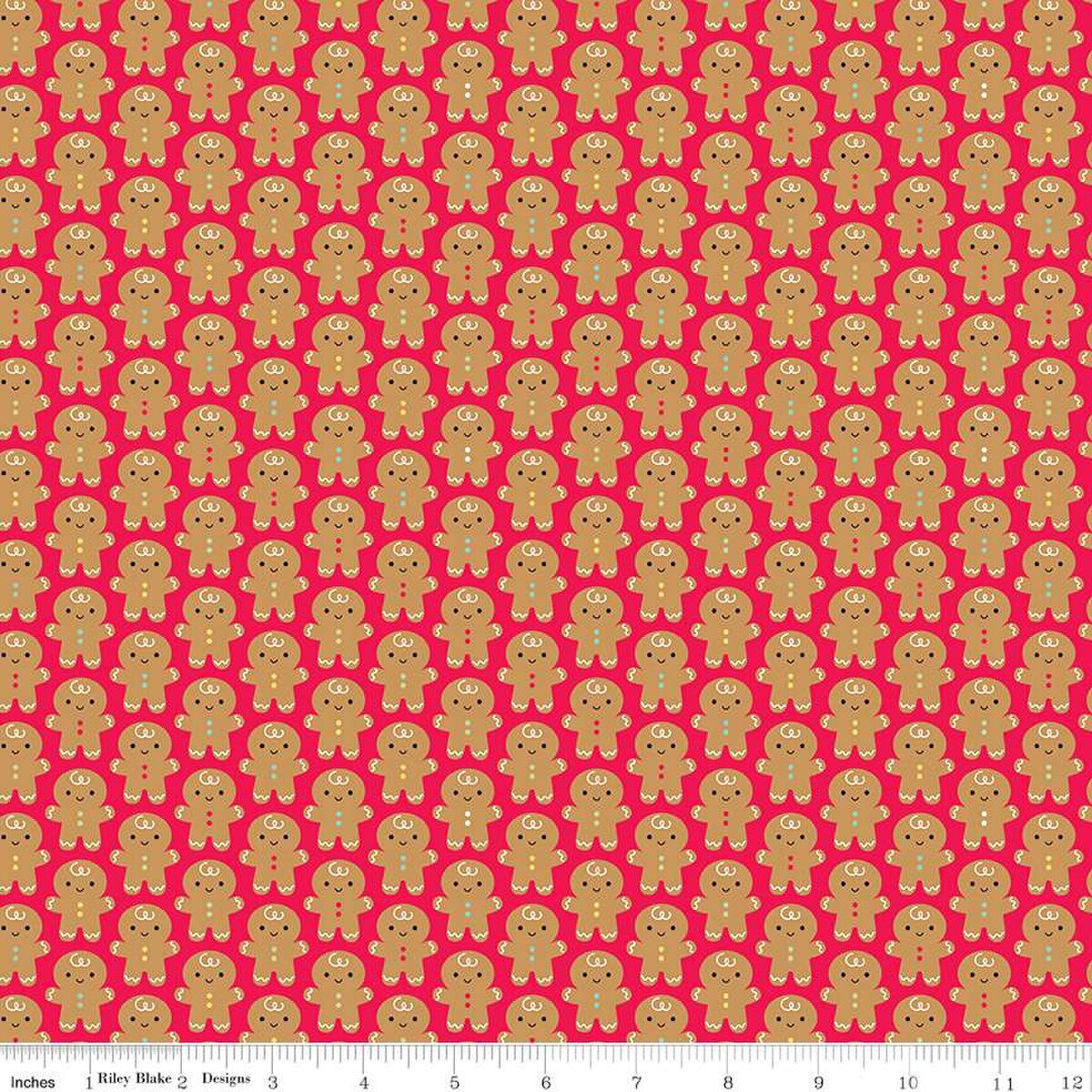 Gingerbread Kisses Red Brown Quilting Fabric – Riley Blake | 100% Cotton Christmas Fabric