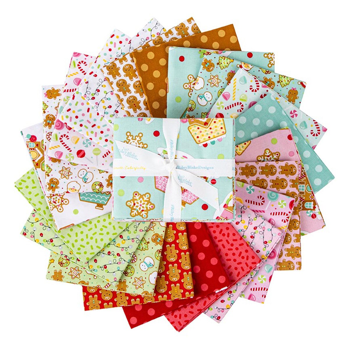 Precut Fabric Fat Quarter Pack Gingerbread Kisses from Doodlebug Design for Riley Blake Designs - 21 Fat Quarters