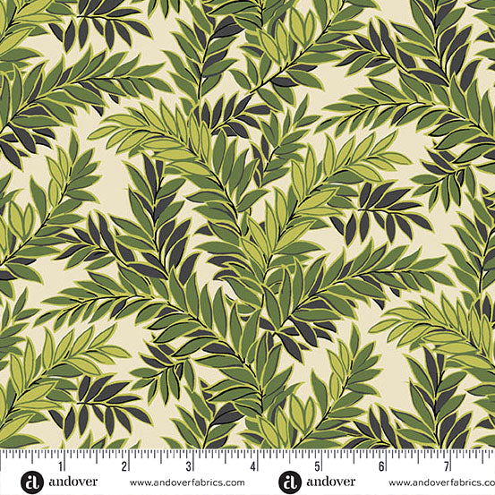 Precut Fabric Fat Quarters - Green Leaves by Makower UK for Andover Fabrics - 24 Different Fabric Fat Quarters