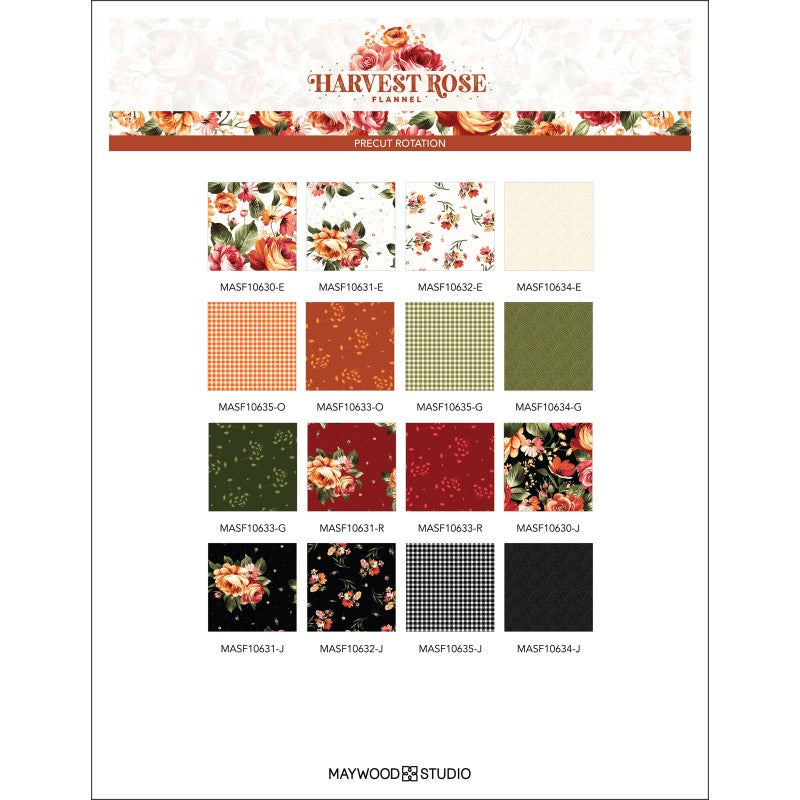 Flannel Precut Fabric Fat Quarters 16 - HARVEST ROSE by Maywood Studio