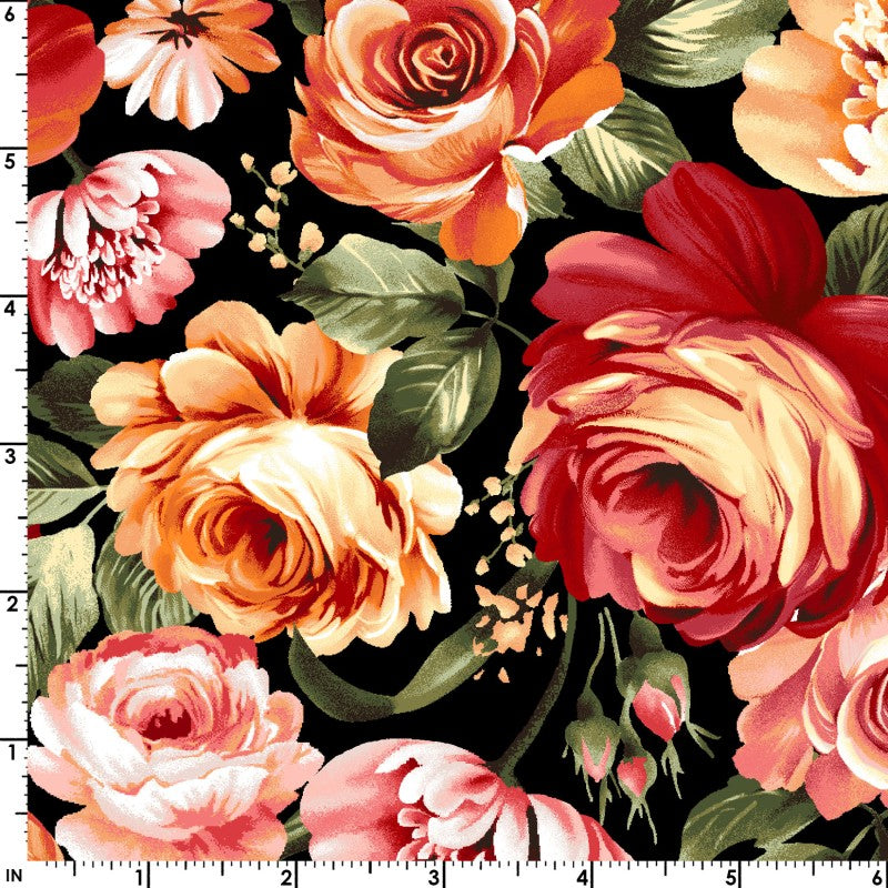 Flannel Precut Fabric Fat Quarters 16 - HARVEST ROSE by Maywood Studio