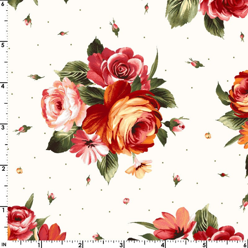 Flannel Precut Fabric Fat Quarters 16 - HARVEST ROSE by Maywood Studio