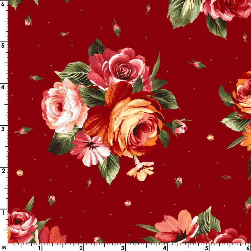 Flannel Precut Fabric Fat Quarters 16 - HARVEST ROSE by Maywood Studio