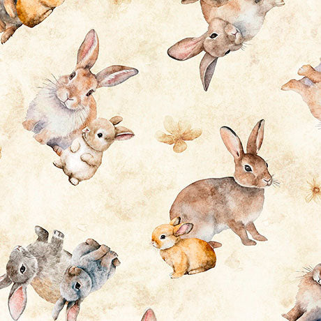 Precut Fabric Fat Quarters Hunny Bunny by Morris Creative Group for QT Fabrics - 17 Fat Quarters
