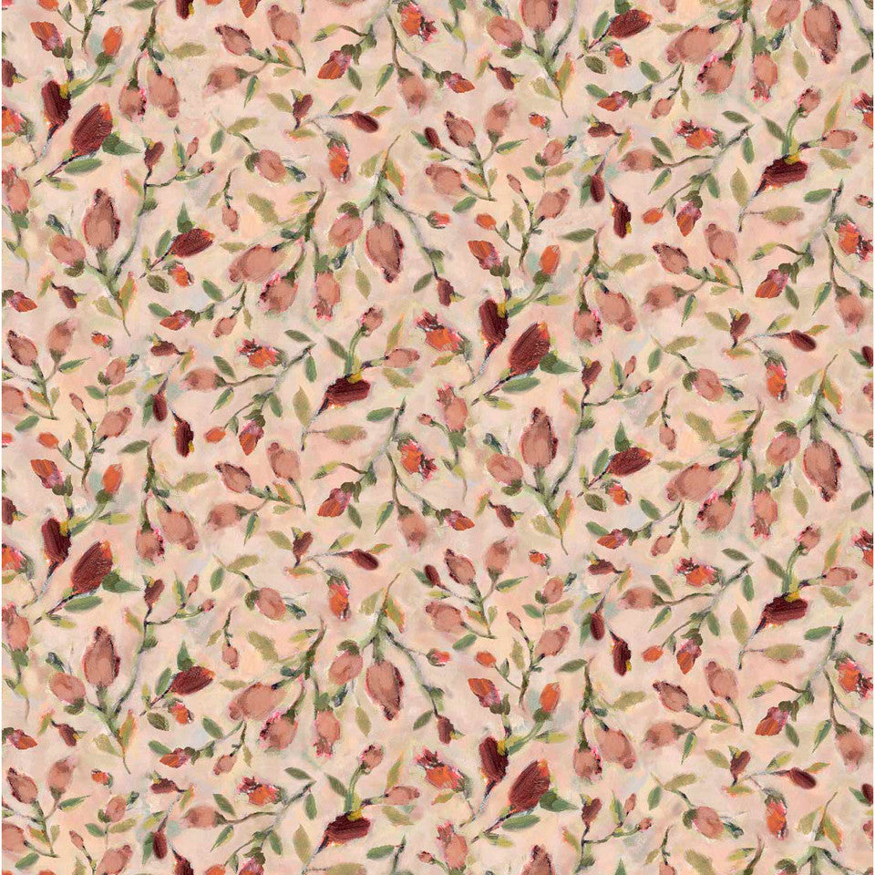 Pink Green Rosebud Floral | Springs Creative Hydrangea Reverie Collection | 100% Cotton Quilting Fabric