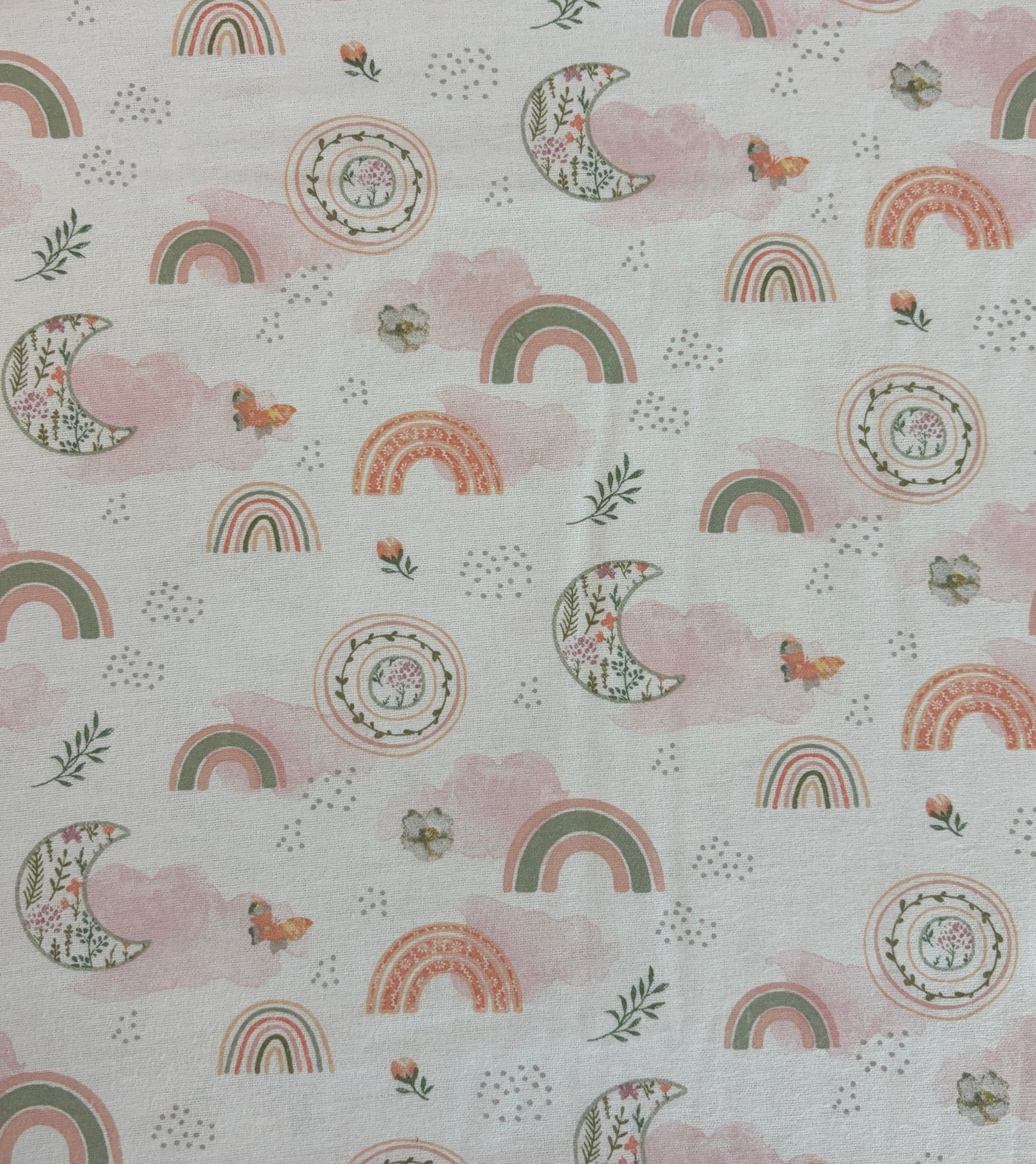 Pink Green Nursery Cotton Flannel | Springs Creative Moon Beam Garden