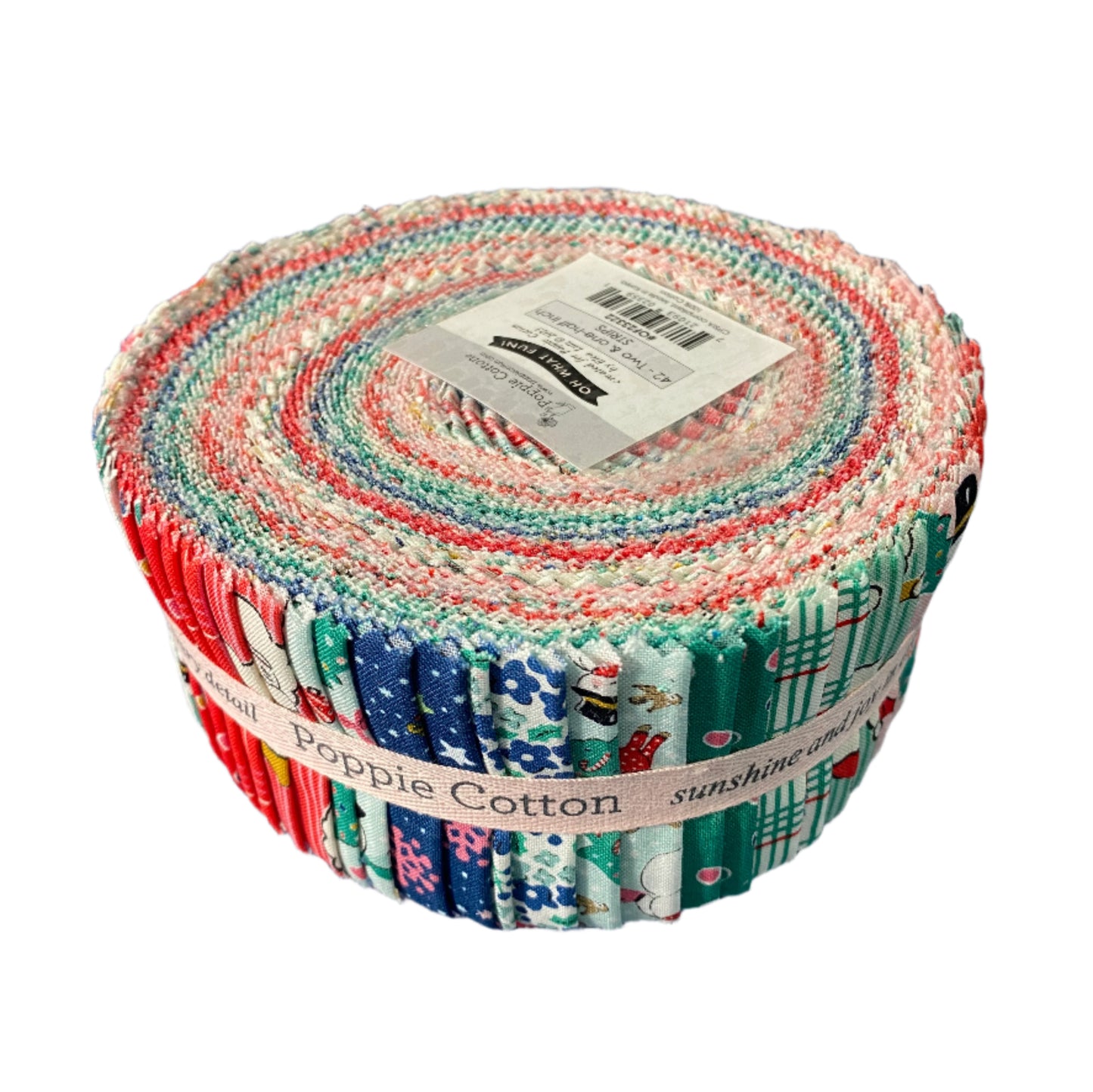 Precut Fabric Jelly Roll Oh What Fun by Elea Lutz for Poppie Cotton Fabrics - 2 1/2" Fabric Strips