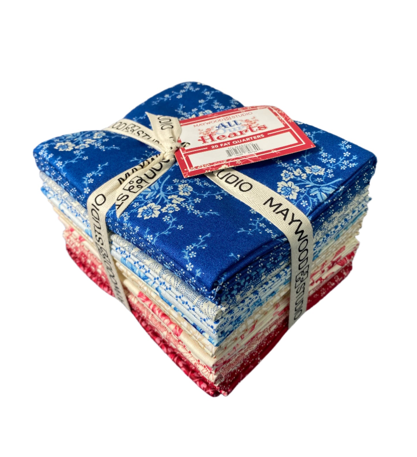 Precut Fabric Fat Quarters - All Our Hearts by Maywood Studio - 20 Different Fabrics