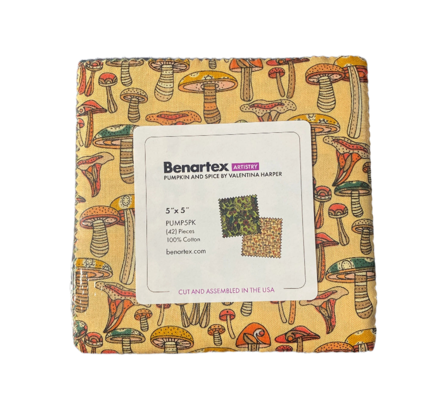 Precut Fabric Charm Pack - Pumpkin and Spice by Valentina Harper for Benartex - 5" Fabric Squares