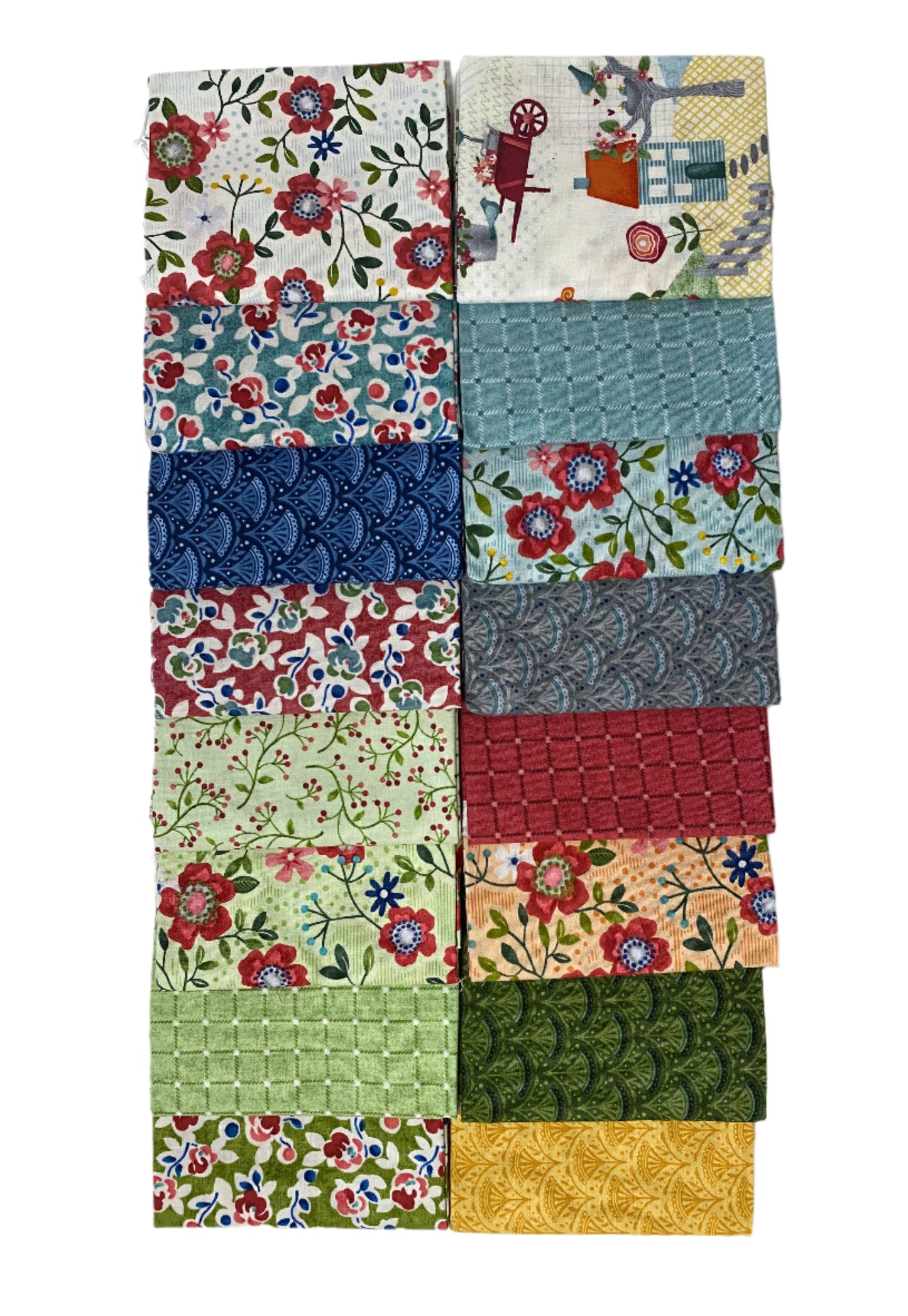 16 Fabric Fat Quarter Bundle - Wander Lane Collection by Nancy Halvorsen for Benartex