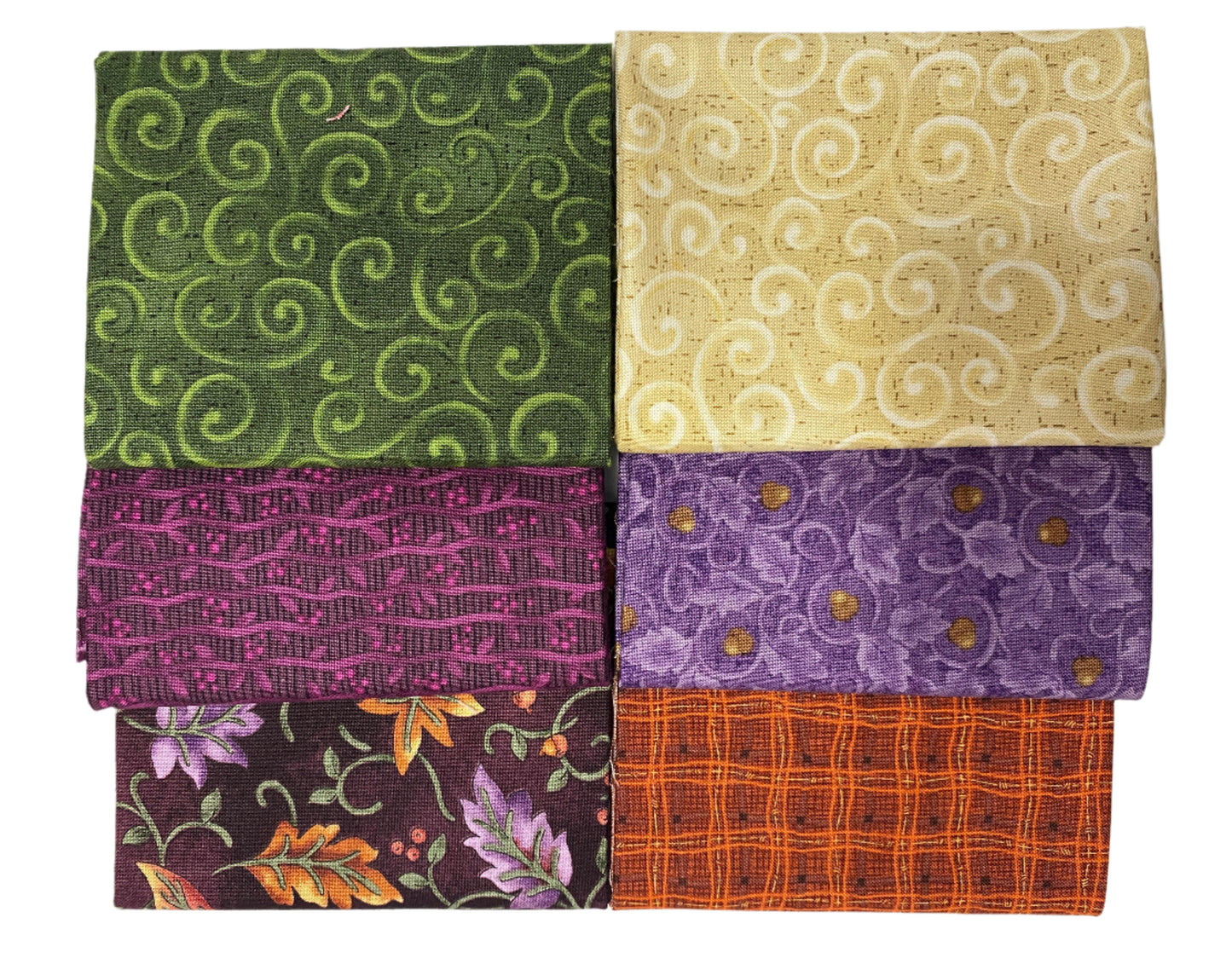 6 Fabric Fat Quarter Bundle - Autumn Breeze Collection by Nancy Halvorsen for Benartex