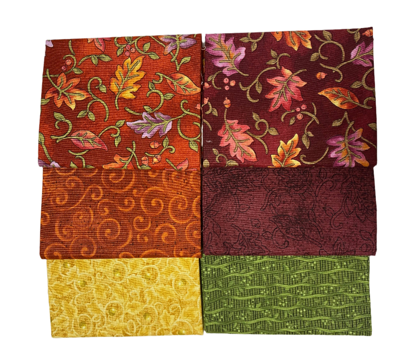6 Fabric Fat Quarter Bundle - Autumn Breeze Collection by Nancy Halvorsen for Benartex