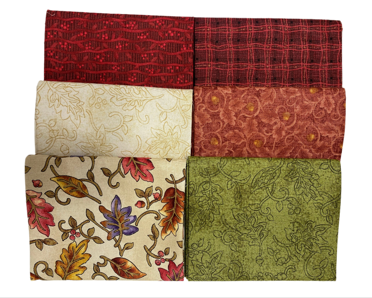 6 Fabric Fat Quarter Bundle - Autumn Breeze Collection by Nancy Halvorsen for Benartex