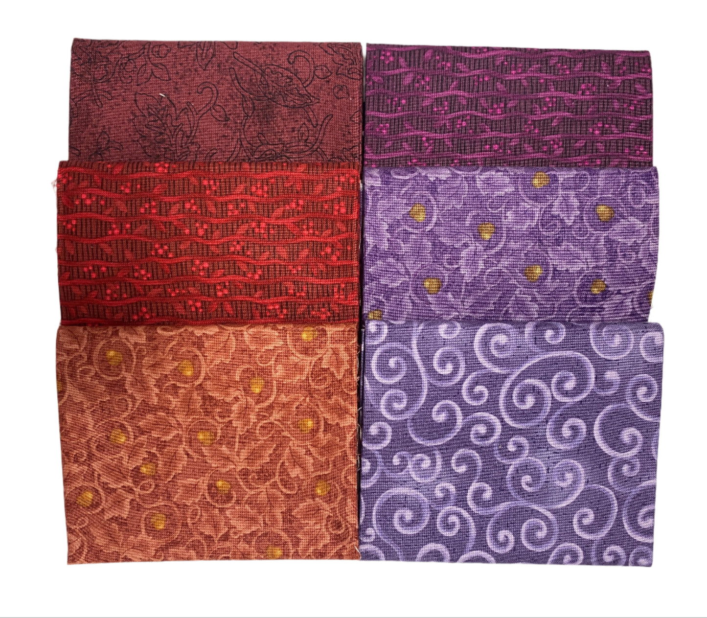 6 Fabric Fat Quarter Bundle - Autumn Breeze Collection by Nancy Halvorsen for Benartex