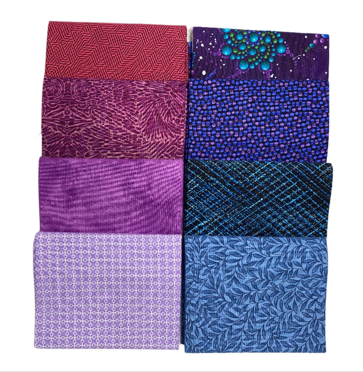 8 Purple Blue Pink Fabric Fat Quarter Bundle - Assorted Collections from Benartex